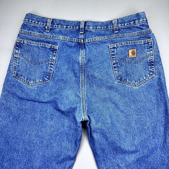 Vintage Carhartt Jeans B17 Relaxed Fit Blue Mens 38 Denim Zip Logo - Picture 14 of 16